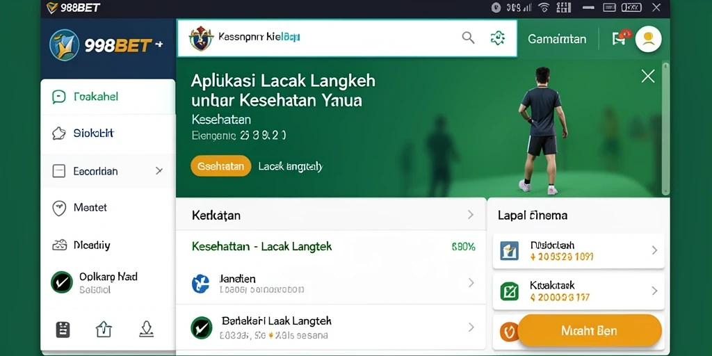 Tampilan antarmuka aplikasi 988BET yang menarik untuk pelacakan langkah.
