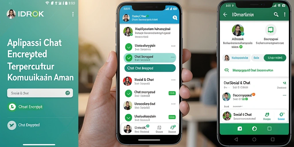 Tampilan antarmuka IDROK dengan fitur Chat Encrypted yang aman.