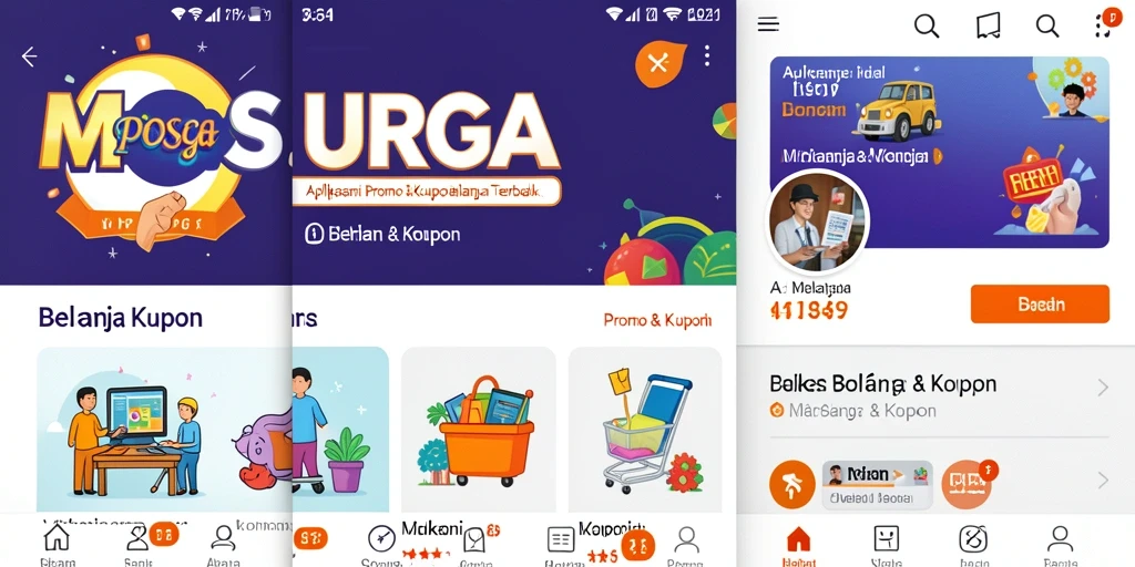 Tampilan antarmuka MPOSURGA dengan berbagai kupon dan promo.