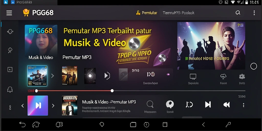 Antarmuka yang sederhana dan interaktif dari PGG68 Pemutar MP3.