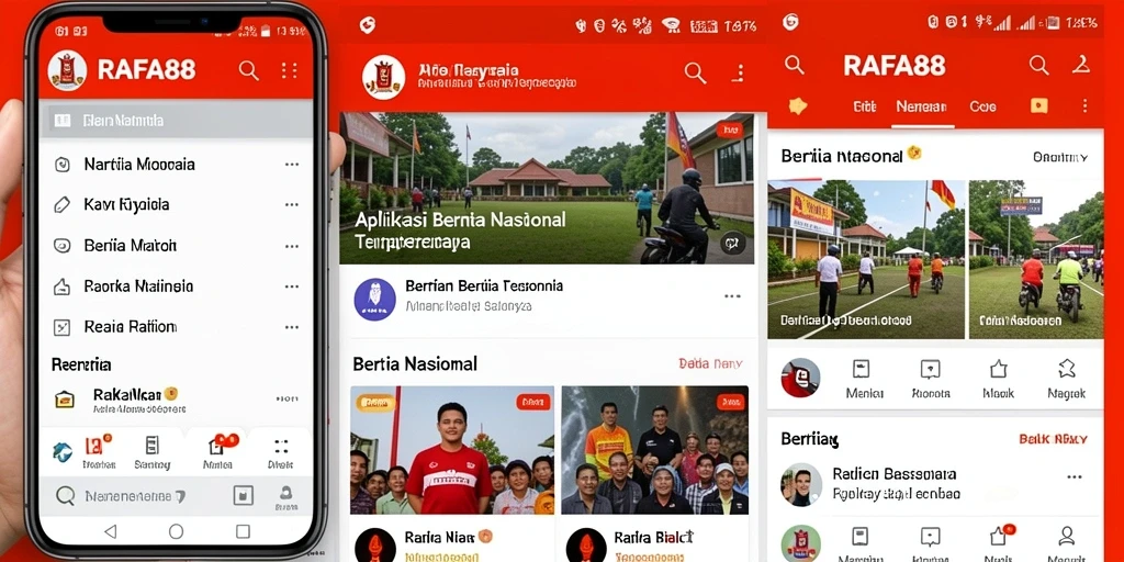 Antarmuka pengguna aplikasi RAFA88 yang menampilkan berita terkini.