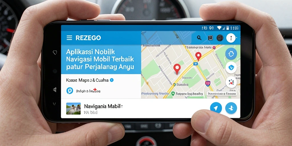 Antarmuka REZEGO menampilkan peta navigasi dan informasi cuaca.