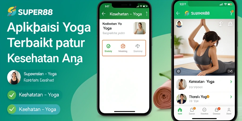 Tampilan antarmuka aplikasi SUPER88 untuk latihan yoga dengan variasi fungsi.