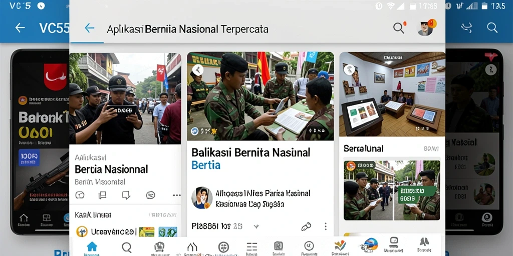 Tampilan antarmuka aplikasi VC55 dengan berita nasional terbaru.